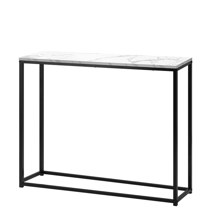 Console Table Marble-Look Iron Hallway Desk Entry Display Black & White