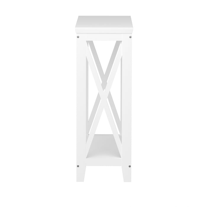 2-Tier Console Table X-Design Wood Sofa Table Hall Side Entry White