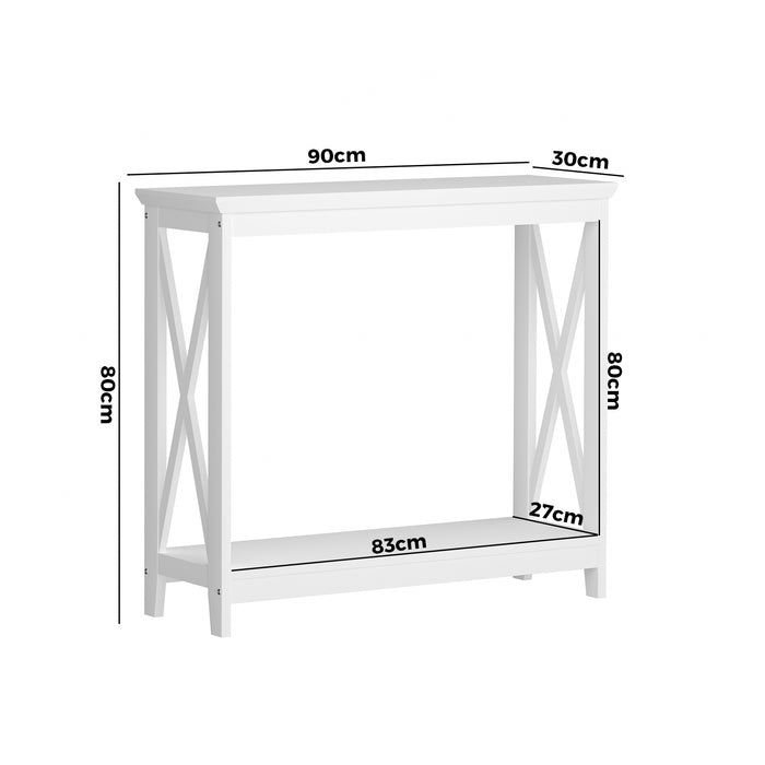 2-Tier Console Table X-Design Wood Sofa Table Hall Side Entry White