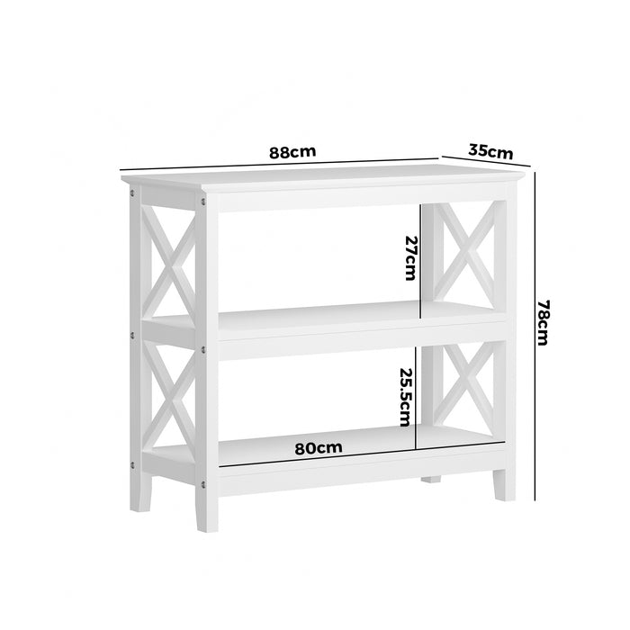 3-Tier Console Table X-Design Wood Sofa Table Hall Side Entry White