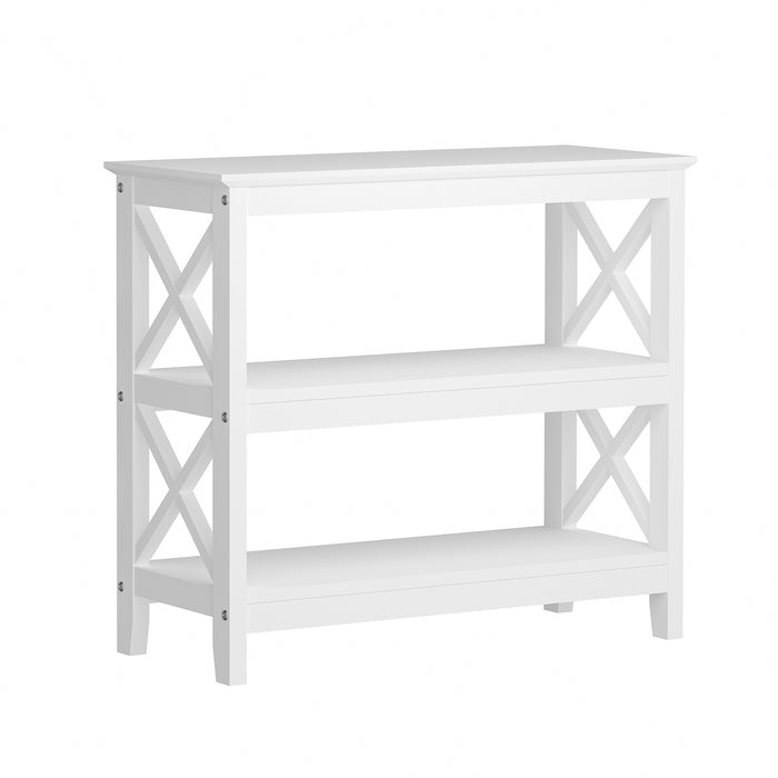 3-Tier Console Table X-Design Wood Sofa Table Hall Side Entry White