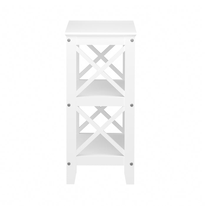 3-Tier Console Table X-Design Wood Sofa Table Hall Side Entry White