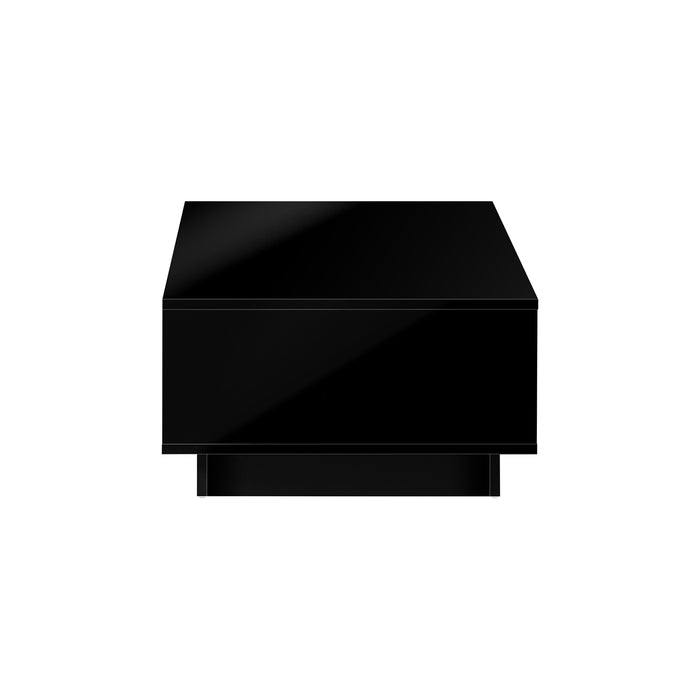 Coffee Table Led Light High Gloss Storage Drawer Modern Furniture Black