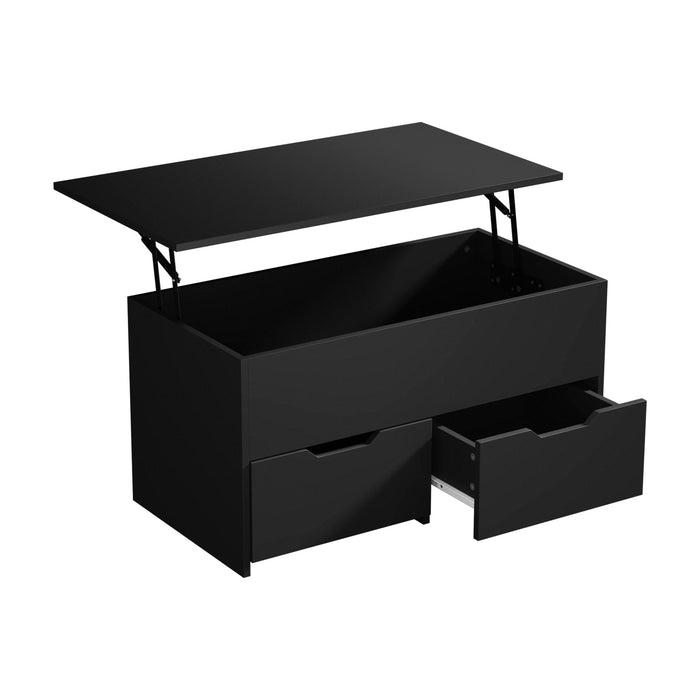 Coffee Table Lift Up Top Hidden Storage Laptop Desk 2 Drawers Black