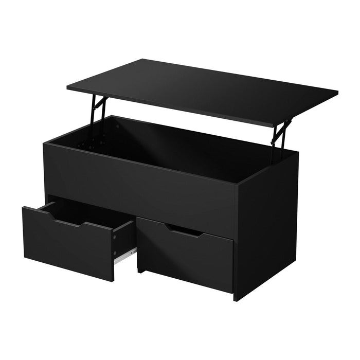 Coffee Table Lift Up Top Hidden Storage Laptop Desk 2 Drawers Black