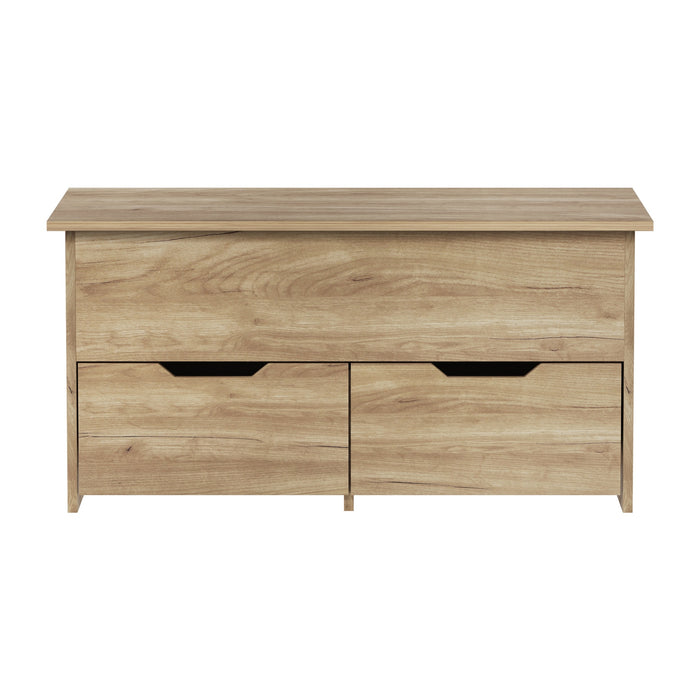 Coffee Table Lift Up Top Hidden Storage Laptop Desk 2 Drawers Natural