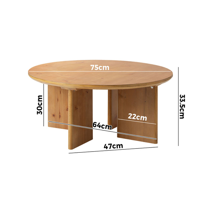 Coffee Table Round Side End Tables Sofa Cafe Desk Wooden Natural