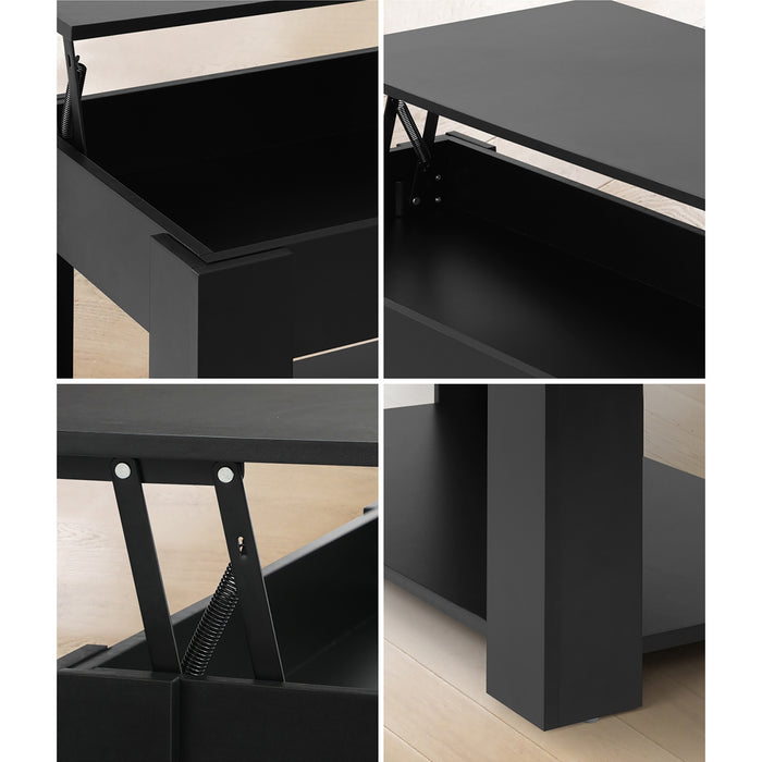 Coffee Table Lift Up Top Modern Table Hidden Book Storage Shelf Display