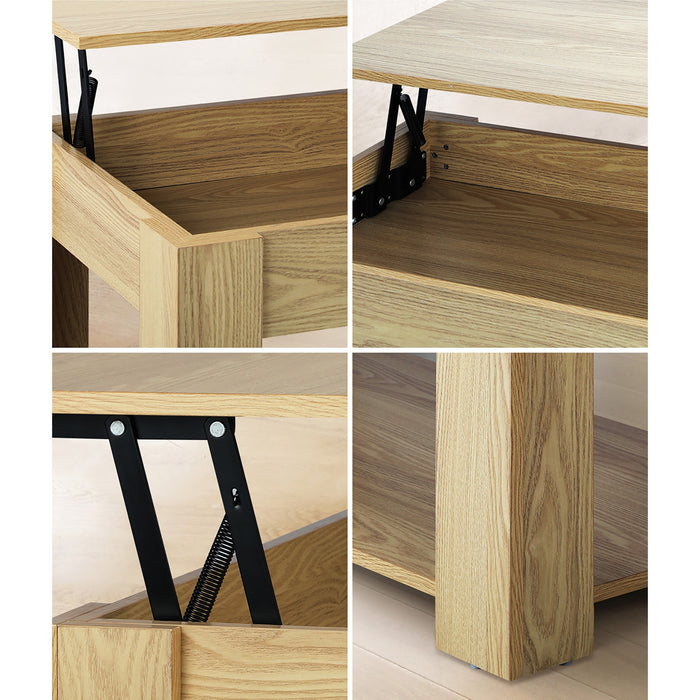 Coffee Table Lift Up Top Modern Tables Hidden Book Storage Natural