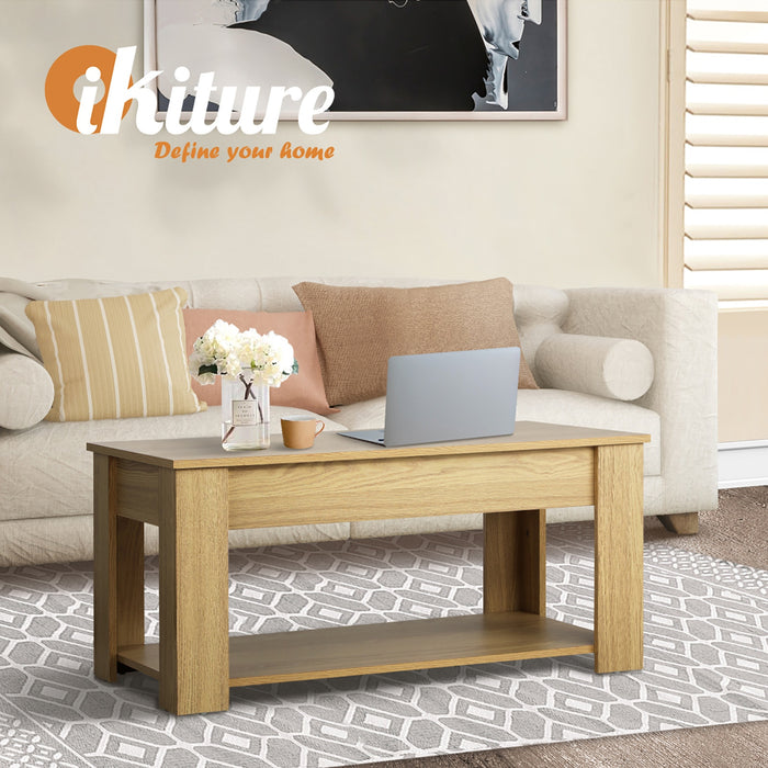 Coffee Table Lift Up Top Modern Tables Hidden Book Storage Natural