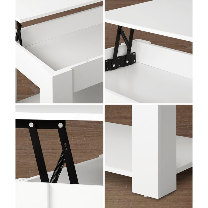 Coffee Table Lift Up Top Modern Table Hidden Book Storage Shelf Display