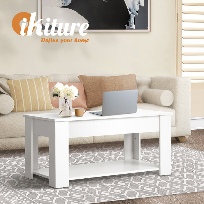 Coffee Table Lift Up Top Modern Tables Hidden Book Storage White