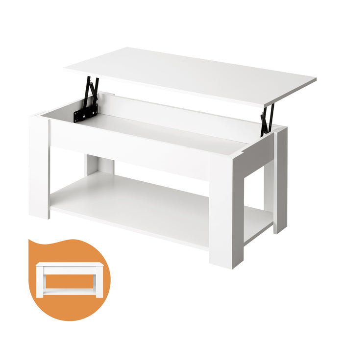 Coffee Table Lift Up Top Modern Tables Hidden Book Storage White