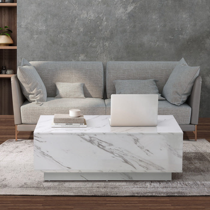 Coffee Table Side Tables Sofa Cafe Desk Marble Effect Wooden White