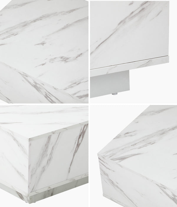 Coffee Table Side Tables Sofa Cafe Desk Marble Effect Wooden White