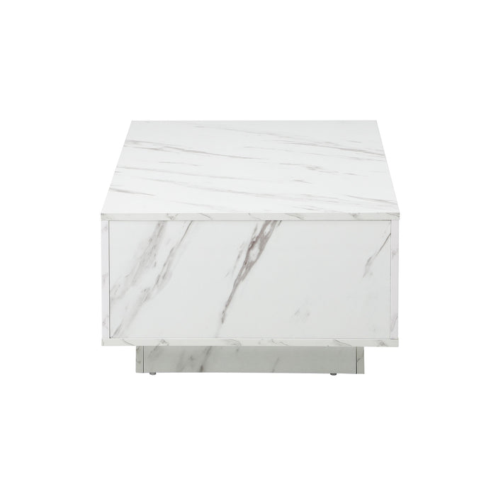 Coffee Table Side Tables Sofa Cafe Desk Marble Effect Wooden White