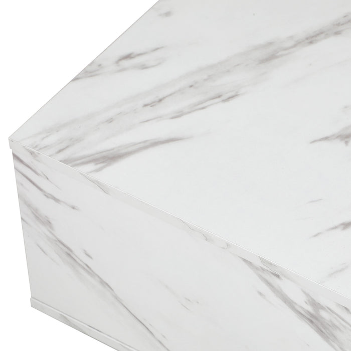 Coffee Table Side Tables Sofa Cafe Desk Marble Effect Wooden White