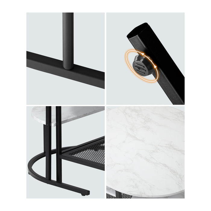 Nesting Coffee Table Set Of 2 Side End Tables Detachable Faux Marble