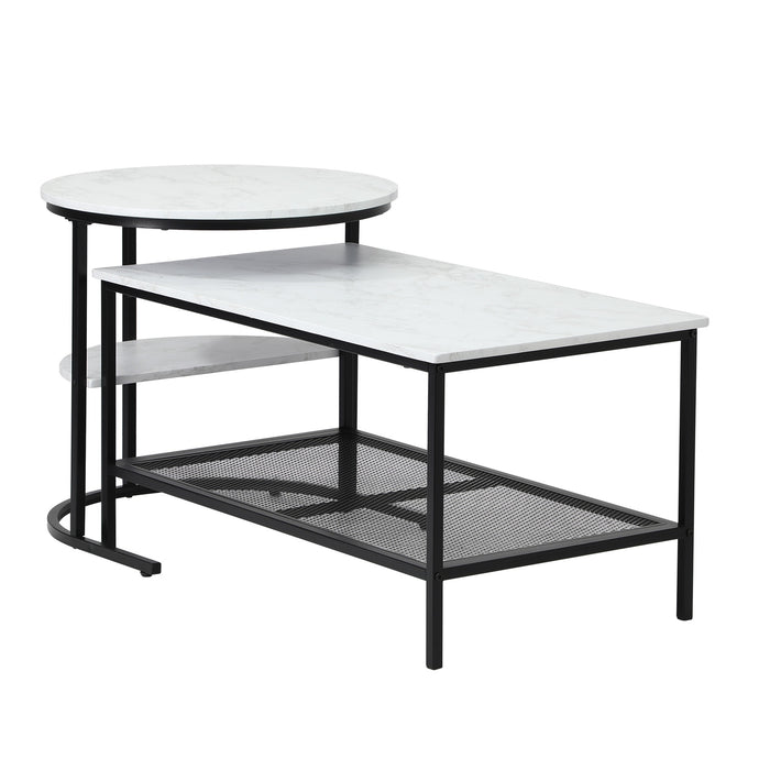 Nesting Coffee Table Set Of 2 Side End Tables Detachable Faux Marble