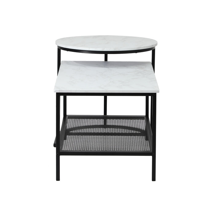 Nesting Coffee Table Set Of 2 Side End Tables Detachable Faux Marble