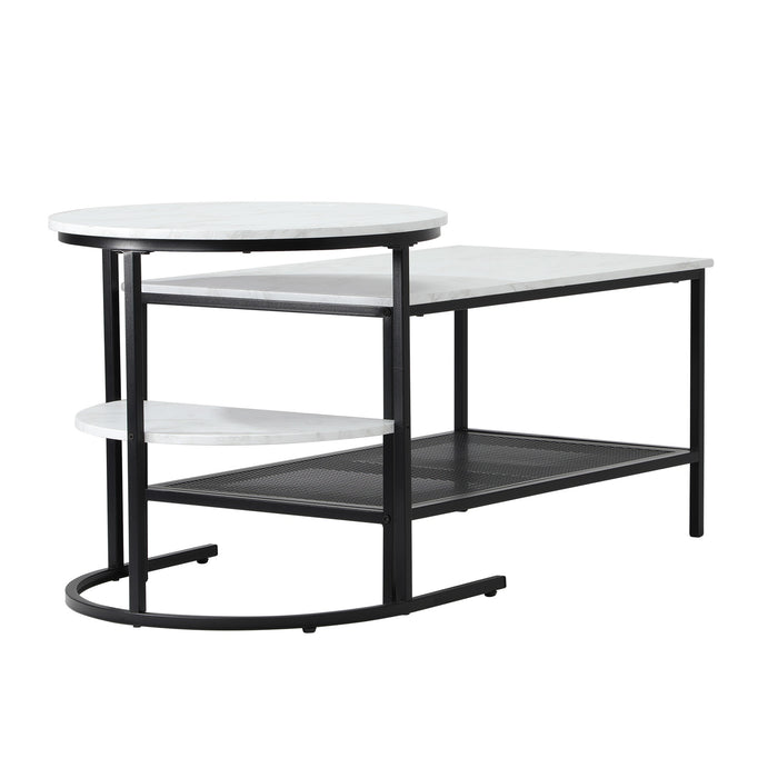 Nesting Coffee Table Set Of 2 Side End Tables Detachable Faux Marble