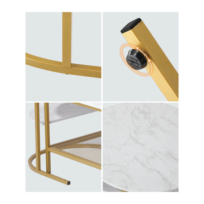 Nesting Coffee Table Set Of 2 Side End Table Detachable Faux Marble Top