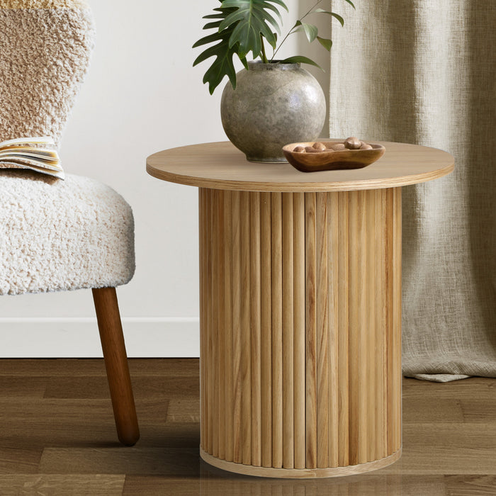 Coffee Table Side End Tables Sofa Desk Bedside Round Wood Natural