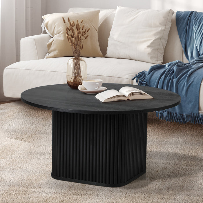 Coffee Table Side End Tables Sofa Desk Round Wooden Furniture Black