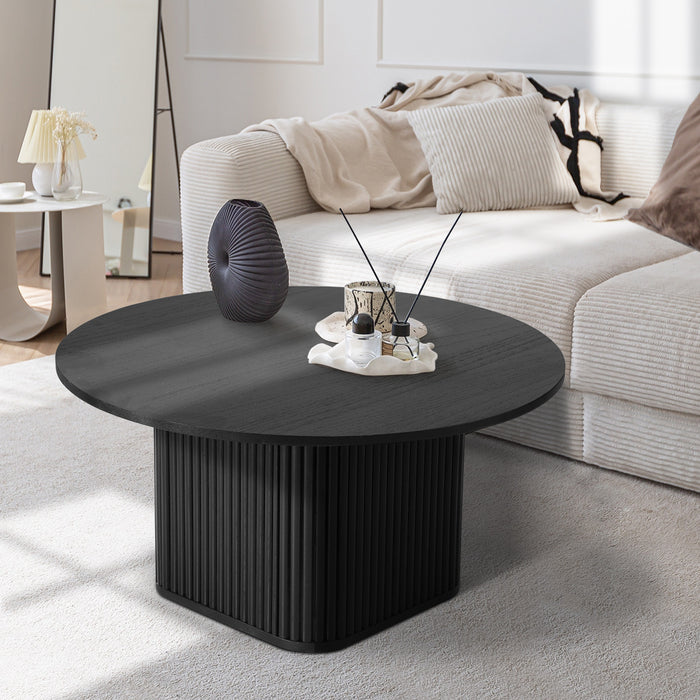 Coffee Table Side End Tables Sofa Desk Round Wooden Furniture Black
