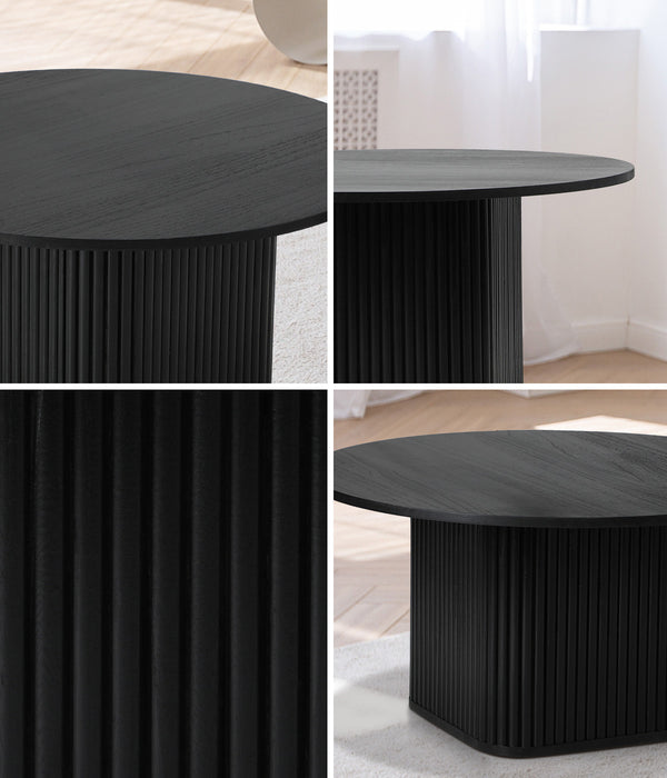 Coffee Table Side End Tables Sofa Desk Round Wooden Furniture Black