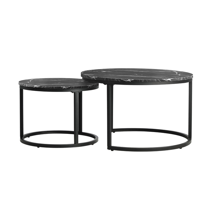Set Of 2 Coffee Table Round Nesting Side End Table Black