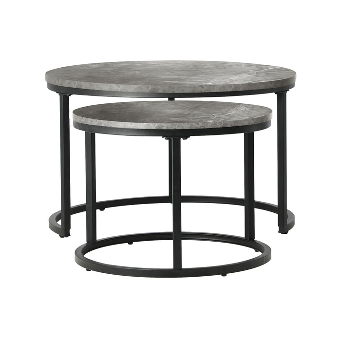 Set Of 2 Coffee Table Round Marble Nesting Side End Table Furniture