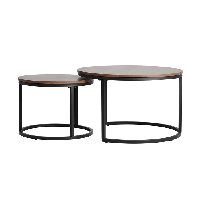 Set Of 2 Coffee Table Round Marble Nesting Side End Table Furniture