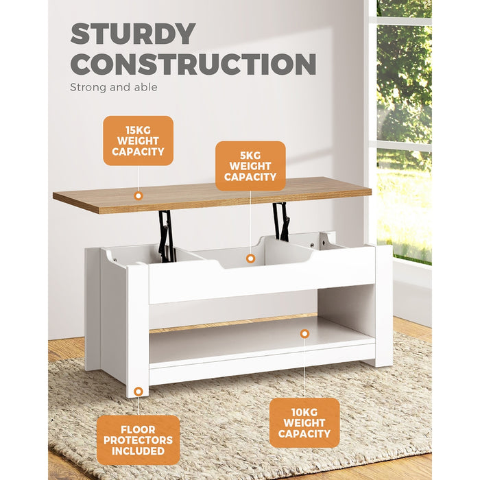 Coffee Table Lift Up Top Modern Tables Hidden Storage Shelf Display