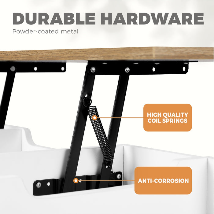 Coffee Table Lift Up Top Modern Table Hidden Book Storage Shelf Display