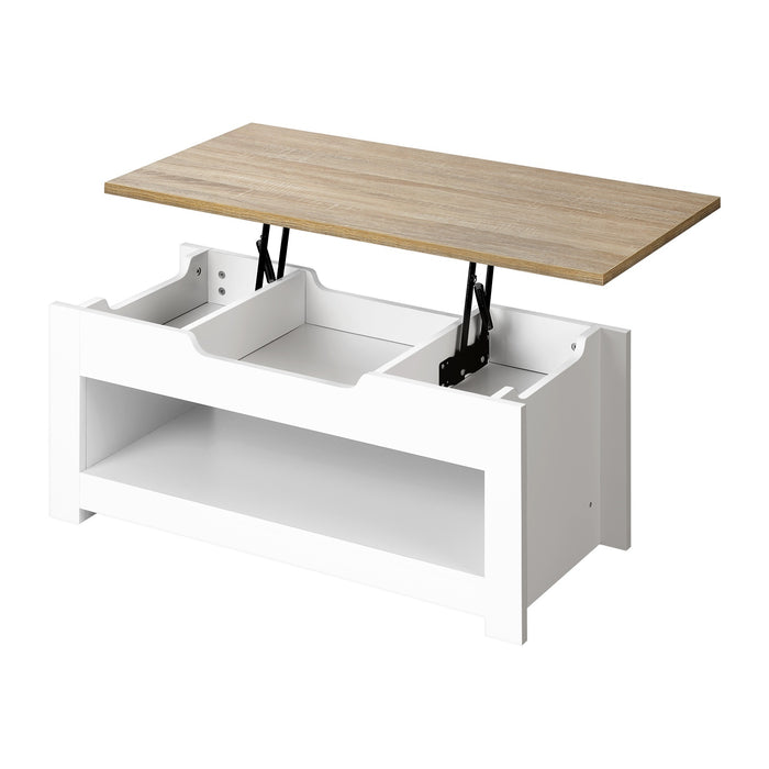 Coffee Table Lift Up Top Modern Table Hidden Book Storage Shelf Display