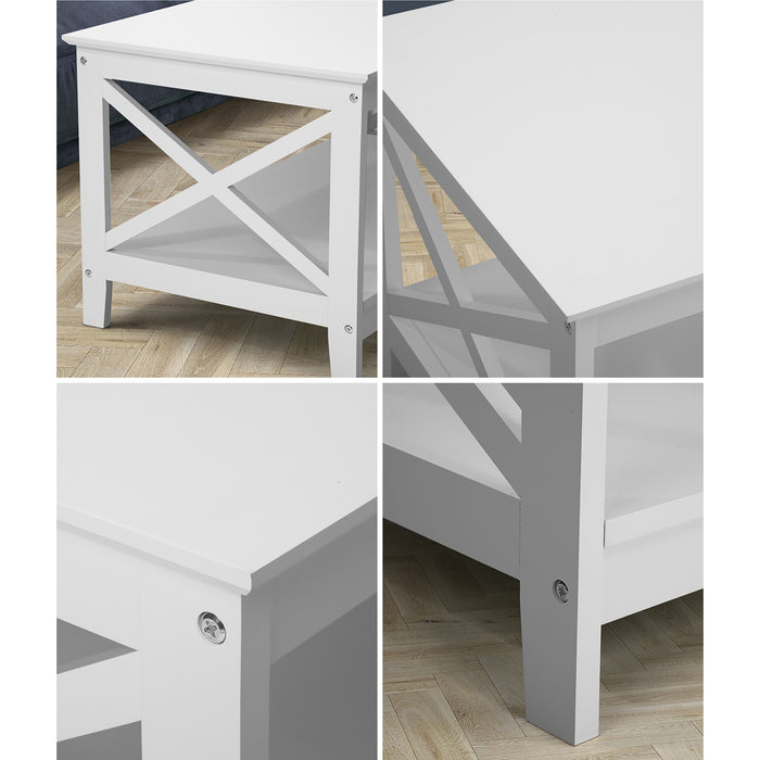 Coffee Table Side Tables Storage Rack Shelf 2-Tier Hamptons Furniture