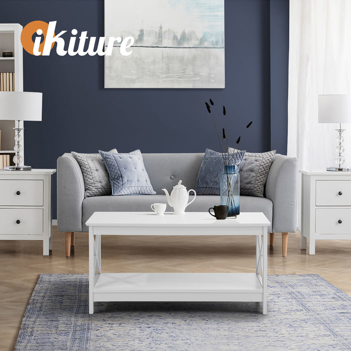 Coffee Table Side Tables Storage Rack Shelf 2-Tier Hamptons Furniture