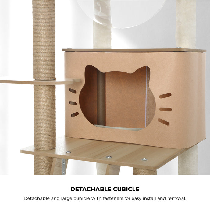 Cat Tree Tower Scratching Post Wood Scratcher Condo Detachable House
