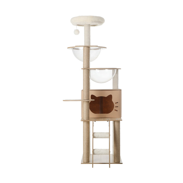 Cat Tree Tower Scratching Post Wood Scratcher Condo Detachable House