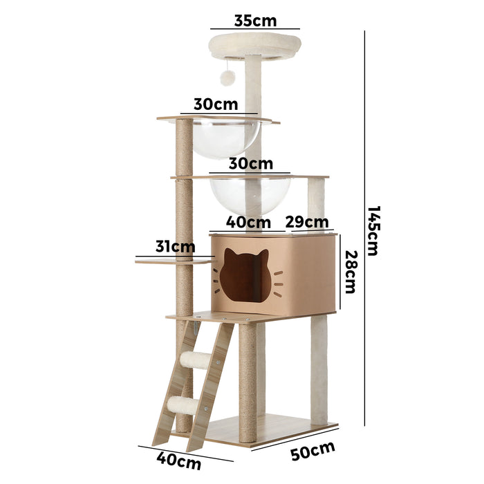 Cat Tree Tower Scratching Post Wood Scratcher Condo Detachable House