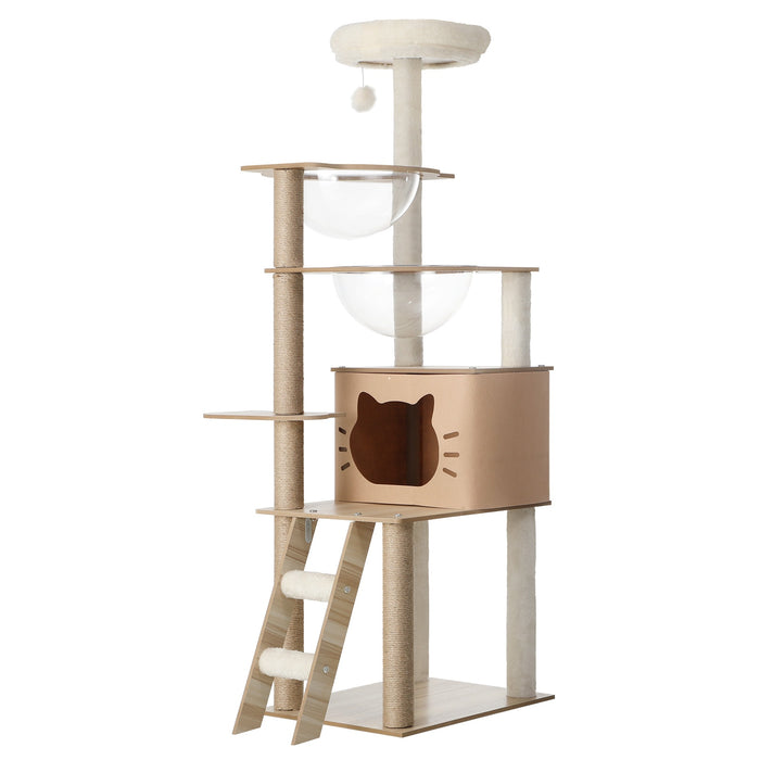 Cat Tree Tower Scratching Post Wood Scratcher Condo Detachable House