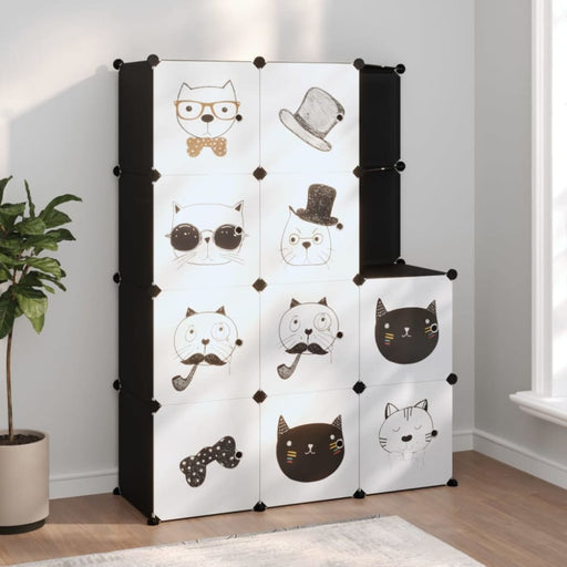 Cube Storage Cabinet For Kids With 10 Cubes Black Pp Tabpnx