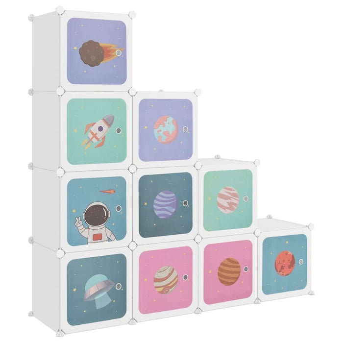 Cube Storage Cabinet for Kids with 10 Cubes White Pp Tabpii
