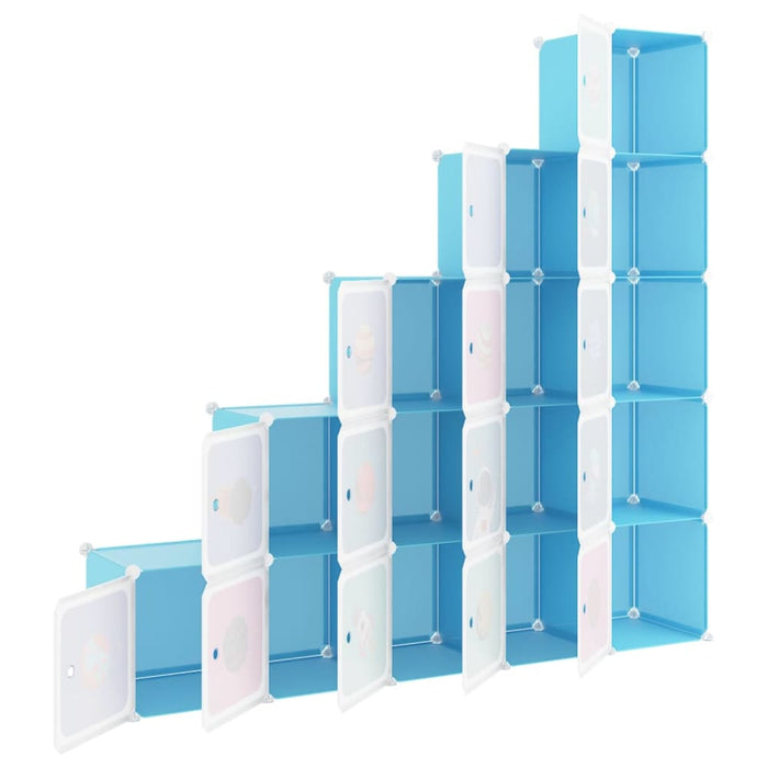 Cube Storage Cabinet for Kids with 15 Cubes Blue Pp Tabpil