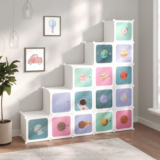 Cube Storage Cabinet For Kids With 15 Cubes White Pp Tabpip