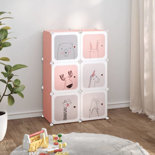 Cube Storage Cabinet For Kids With 6 Cubes Pink Pp Tabpin