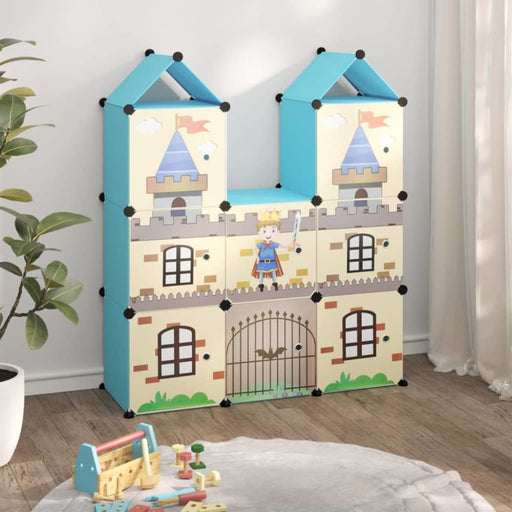 Cube Storage Cabinet For Kids With 8 Cubes Blue Pp Tabpnt