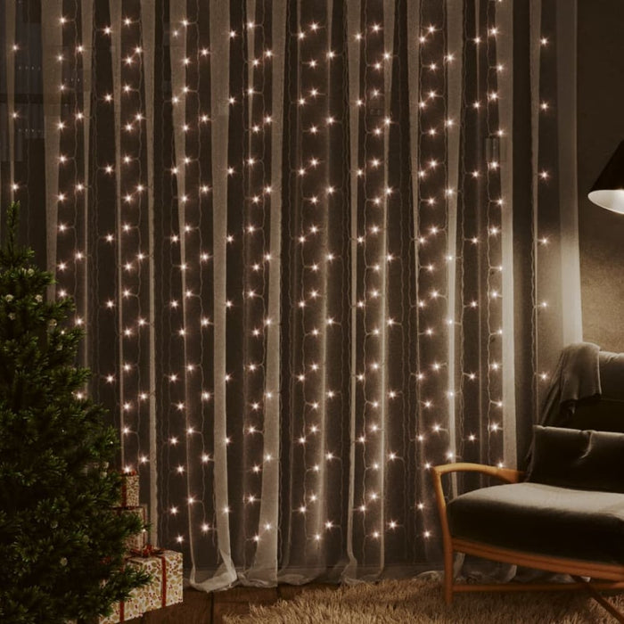 Led Curtain Fairy Lights 3x3m 300 Warm White 8 Function