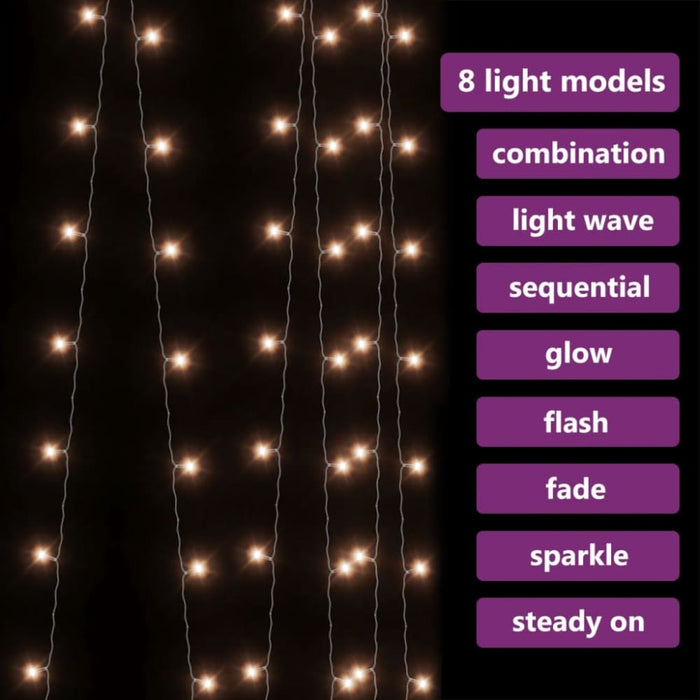 Led Curtain Fairy Lights 3x3m 300 Warm White 8 Function